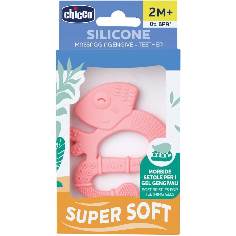 Chicco Massaggiagengive Soft Iguana con Setole Morbide 2M+ Rosa