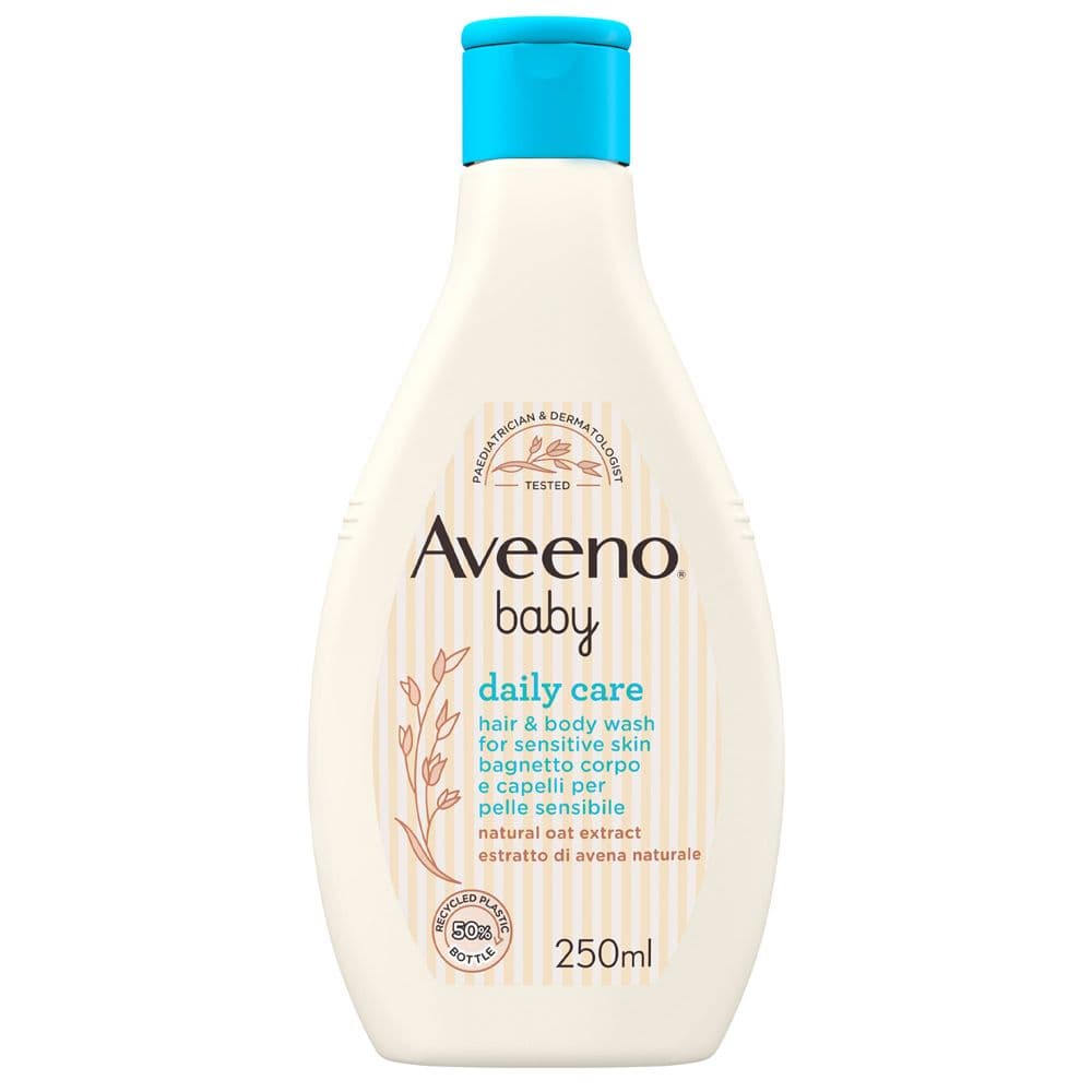 Aveeno Baby Daily Care Bagnetto Corpo e Capelli 250 ml, Shampoo e bagnoschiuma bambini delicato 2in1