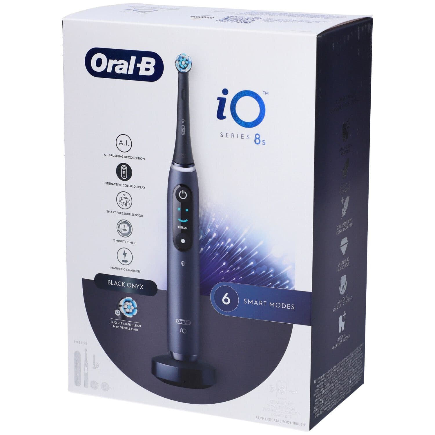 Oral-B Spazzolino Elettrico Ricaricabile iO 8S Nero, 2 Testine, 1 Custodia Da Viaggio, 1 Spazzolino