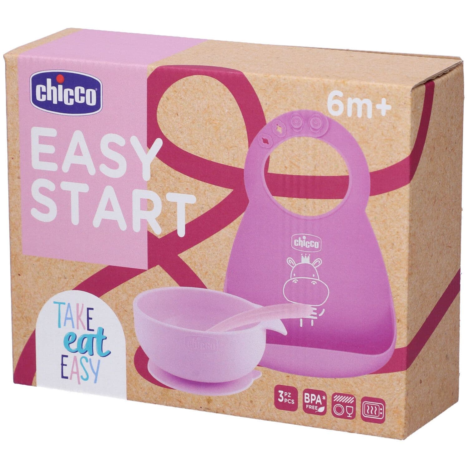 Chicco Set Pappa Silicone 6m+ Rosa