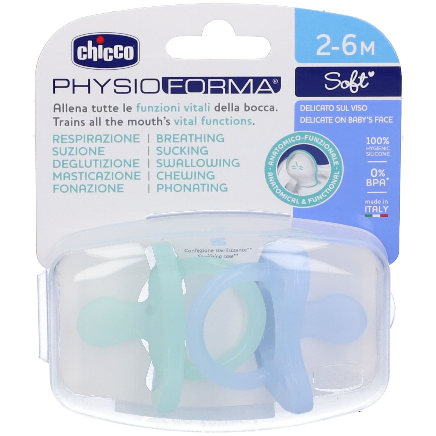 Chicco Gommotto Soft in Silicone Azzurro 2-6 Mesi