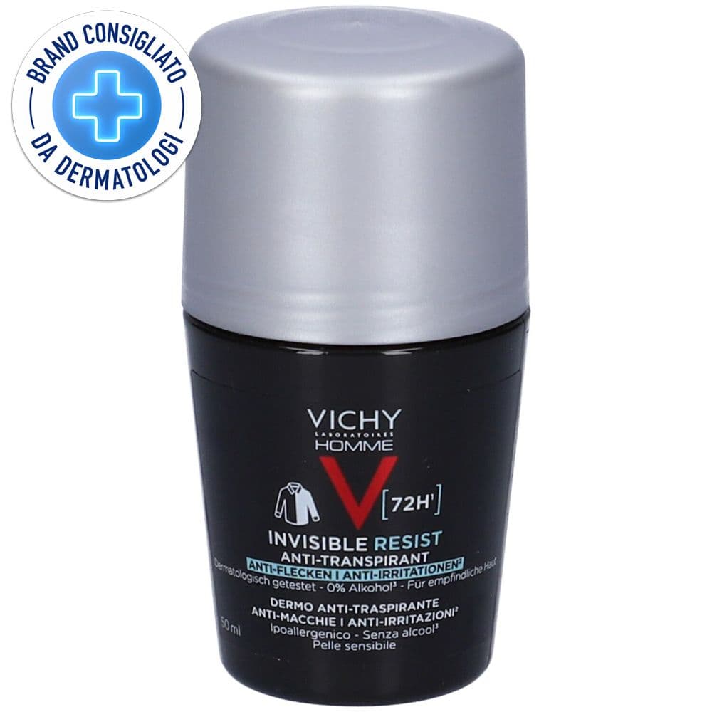 Vichy DeodoranteInvisibile - Roll-on anti-macchie, per uomo 50 ml efficace per 72 ore