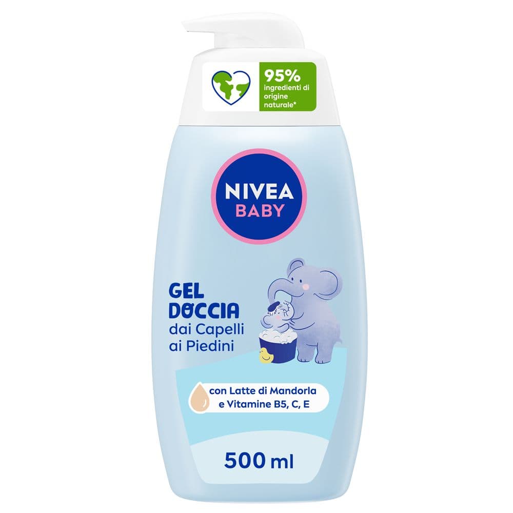 Nivea Baby Gel Doccia dai Capelli ai Piedini 500 ml, Detergente neonato per pelle e capelli puliti
