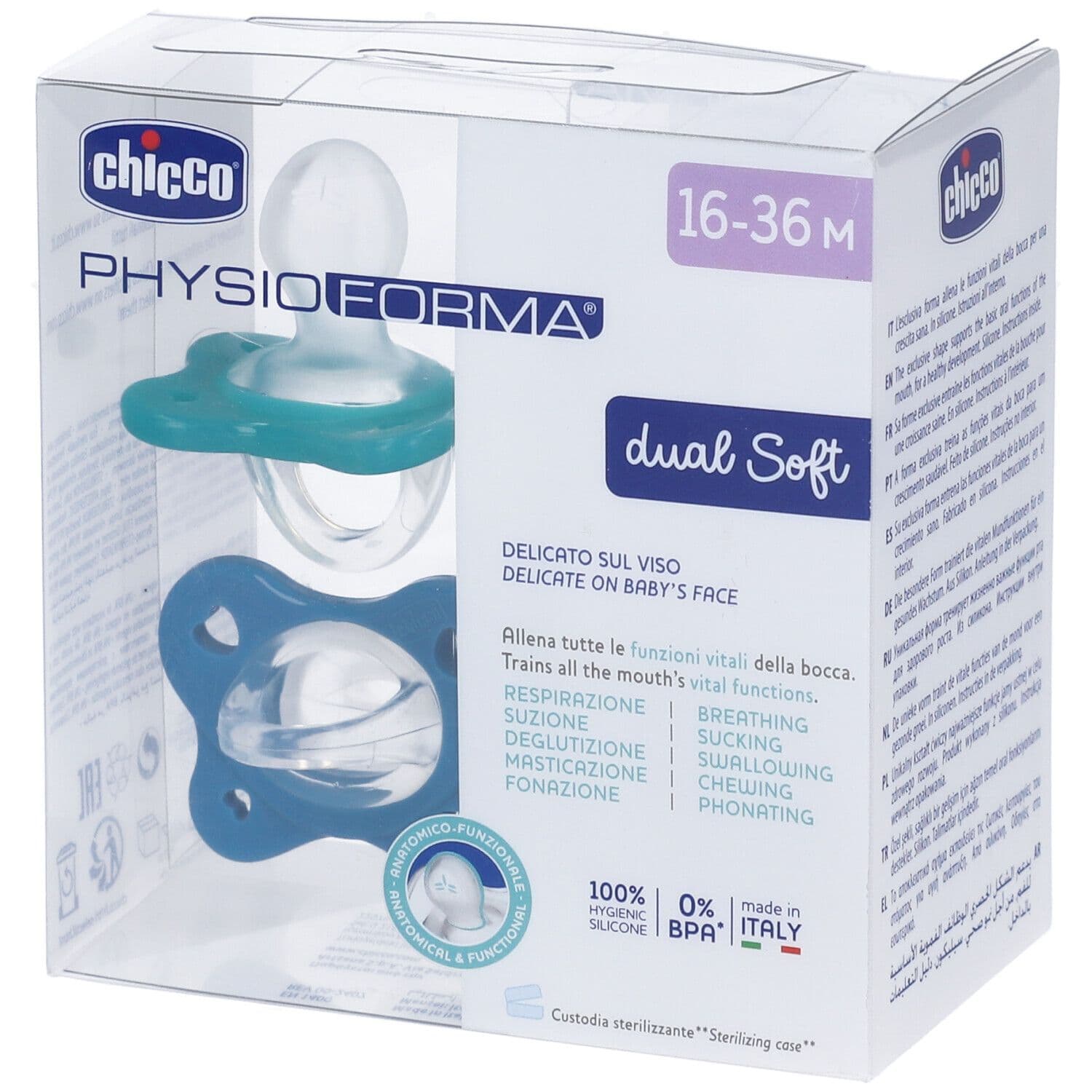 Chicco Dual Soft Succhietto Azzurro 16-36 Mesi