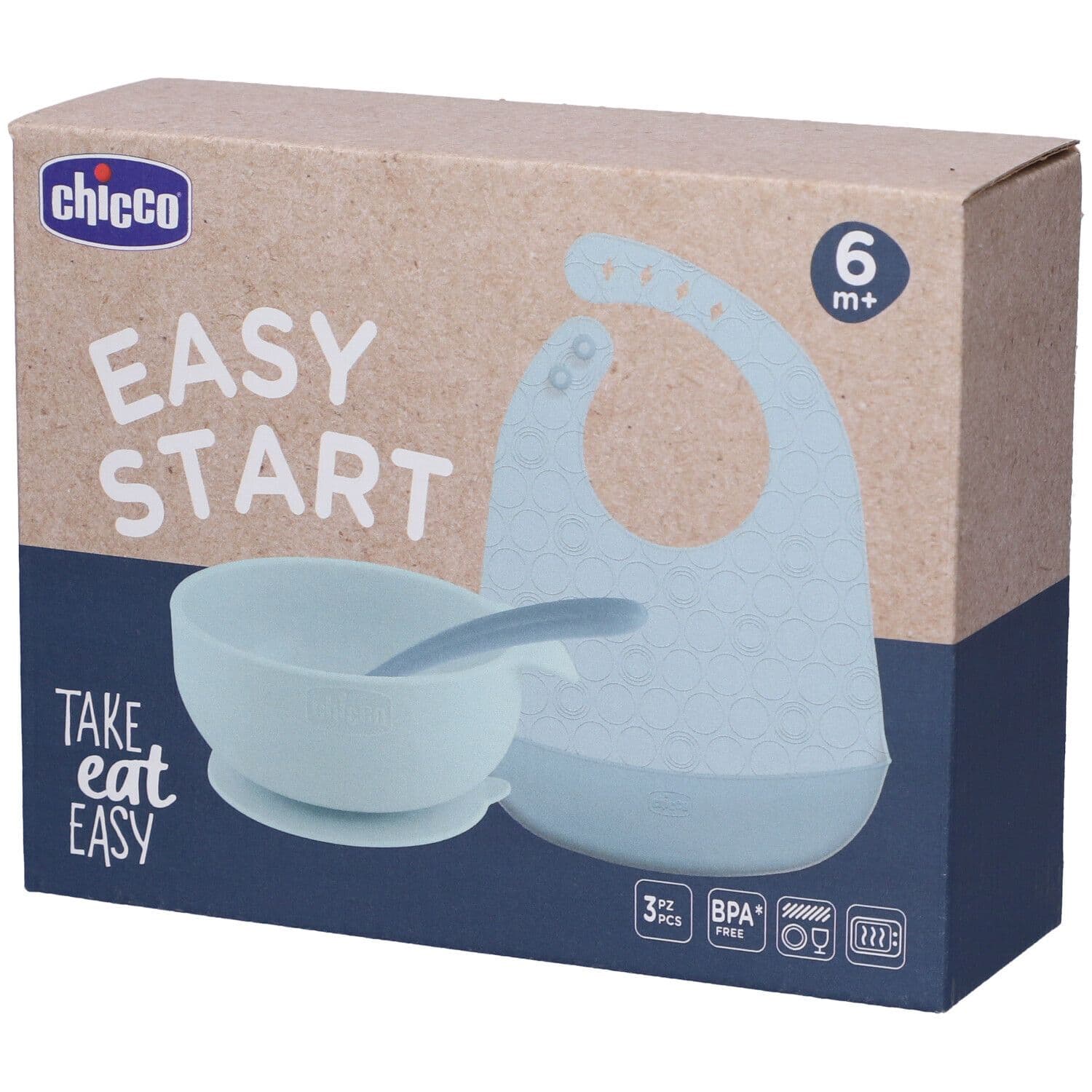 Chicco Easy Start Set Pappa Silicone Azzurro 6M+