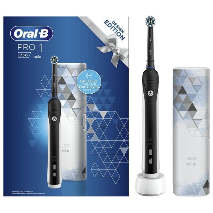 Oral-B PRO 1-750 Spazzolino Elettrico Ricaricabile Di Braun, 1 Testina, 1 Custodia Da Viaggio In Re