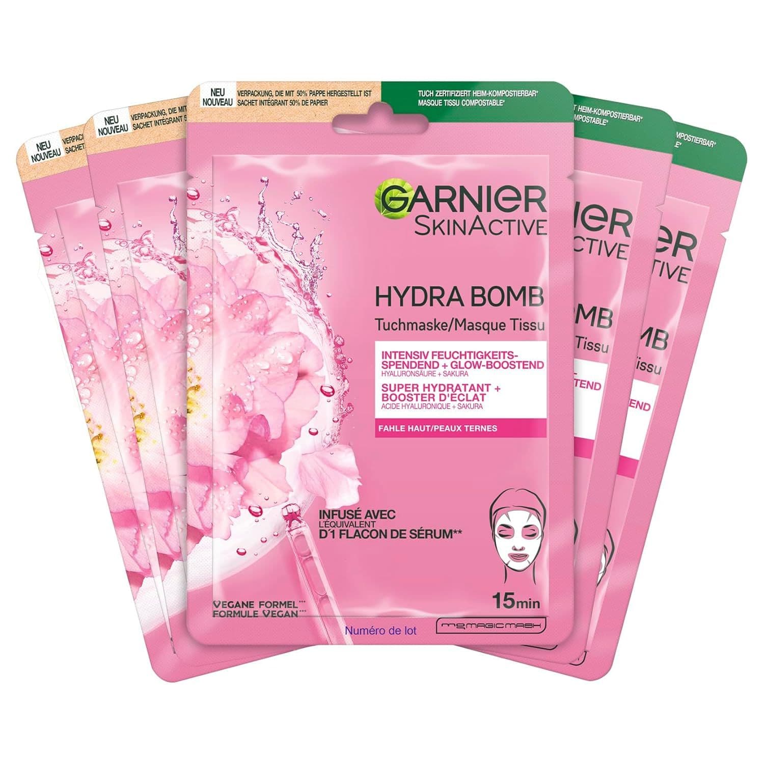 Set di Maschere in Tessuto Garnier SkinActive Hydra Bomb
