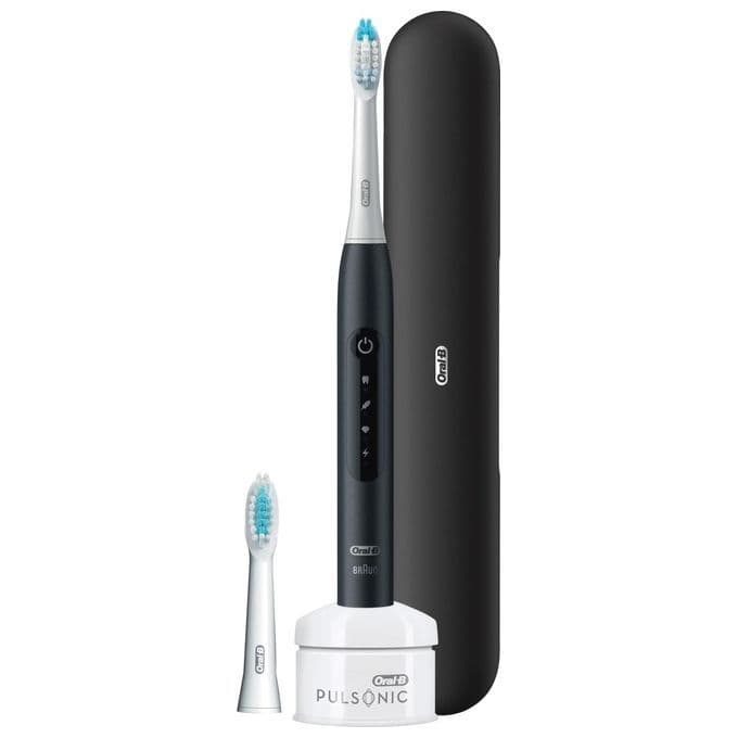 Braun Oral-B Pulsonic Slim Luxe 4500 Adulto Spazzolino elettrico sonico Nero, Platino