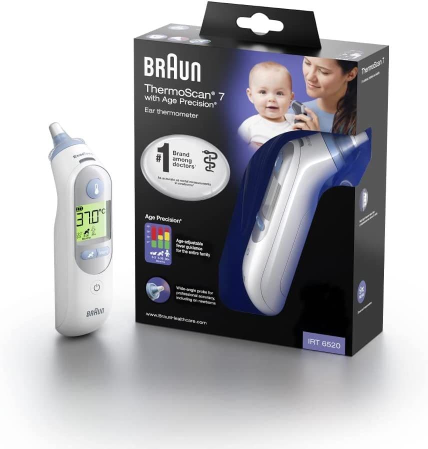 Termometro auricolare Braun (Age Precision, visualizzazione della temperatura con codice colore)