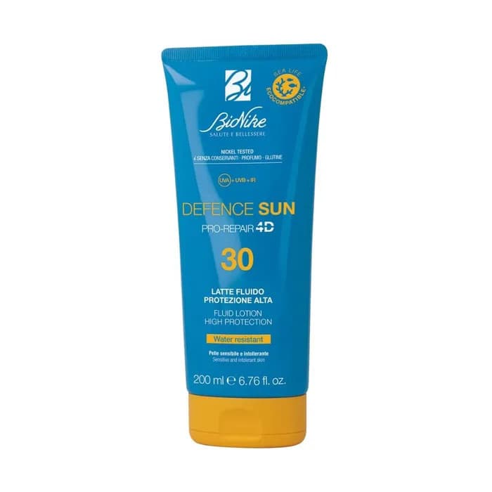 Defence Sun Latte Fluido Solare SPF30 Alta Protezione per Pelli Sensibili 200ml - Bionike