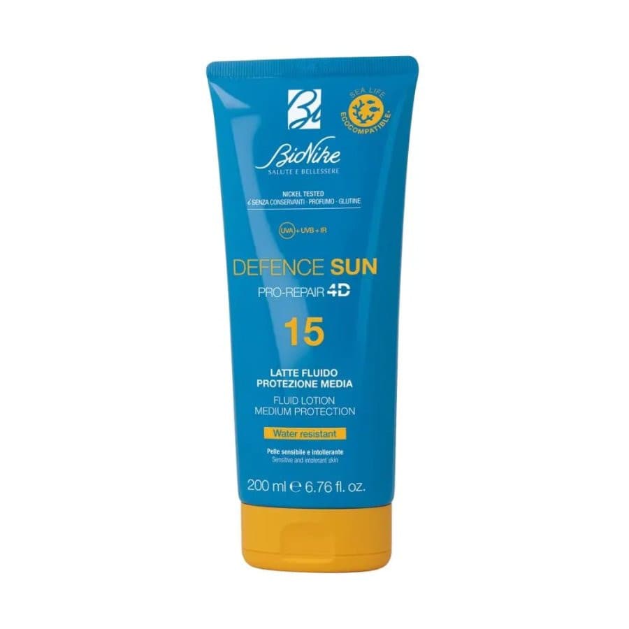 Defence Sun Latte Fluido Solare SPF15 Protezione Media per Pelli Sensibili 200ml - Bionike