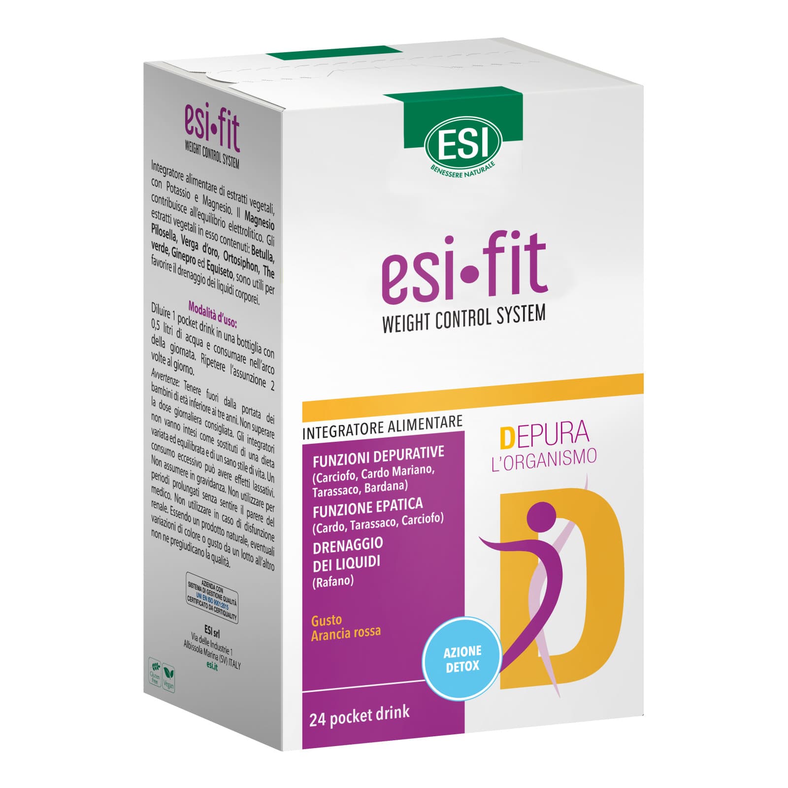 Fit Depura Integratore Drenante Arancia Rossa 24 Pocket Drink - ESI