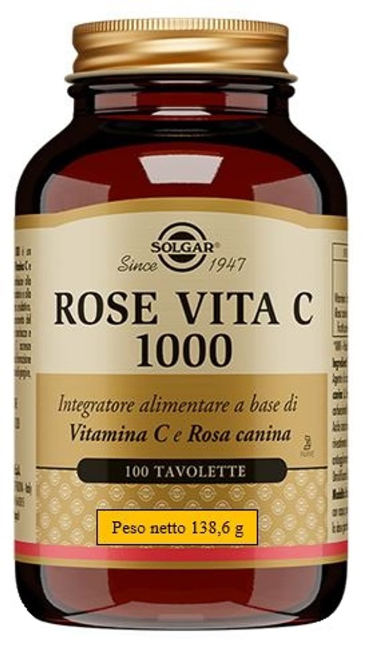 Rose Vita C 1000 Integratore Alimentare Vitamina C e Rosa Canina 100 Tavolette - Solgar
