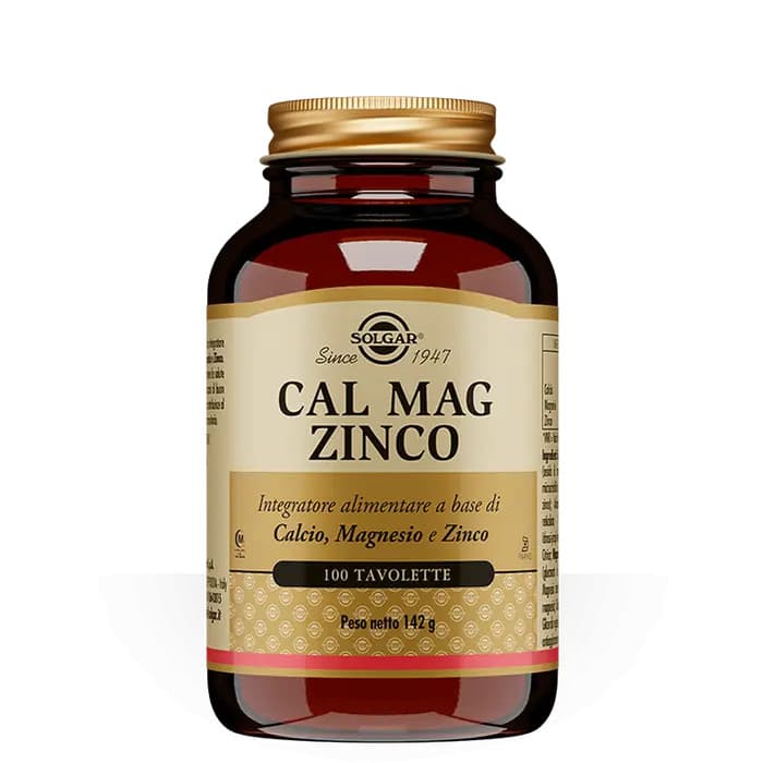 Cal Mag Zinco Integratore per Ossa e Muscoli 100 Tavolette - Solgar