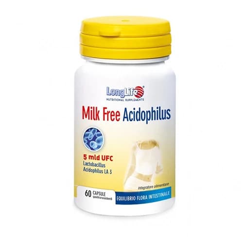 Milk Free Acidophilus Longlife Integratore per l'equilibrio della flora intestinale 60 Capsule - Longlife