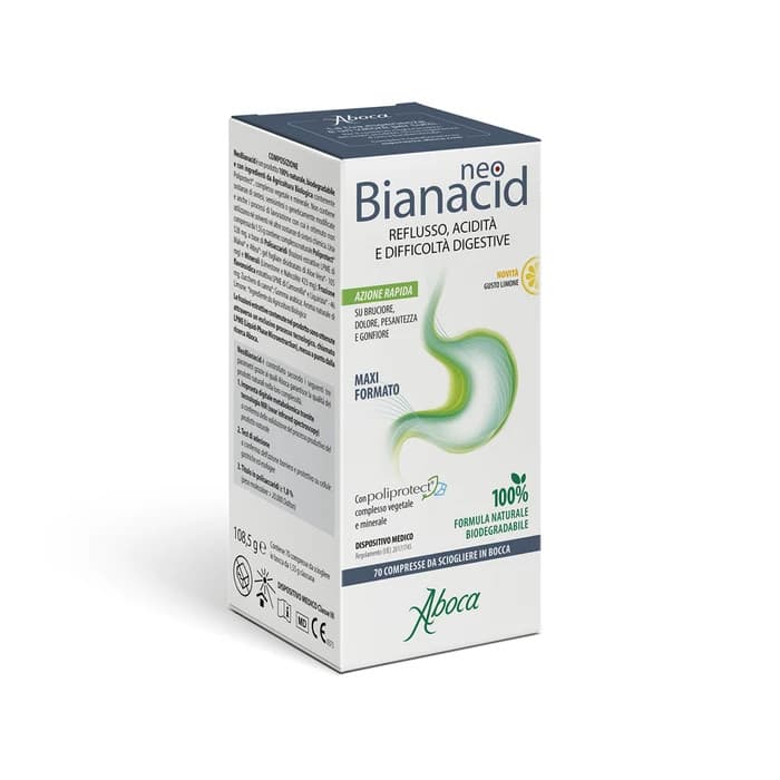 NeoBianacid Integratore Reflusso Gastroesofageo 70cpr Limone Senza Glutine - Aboca