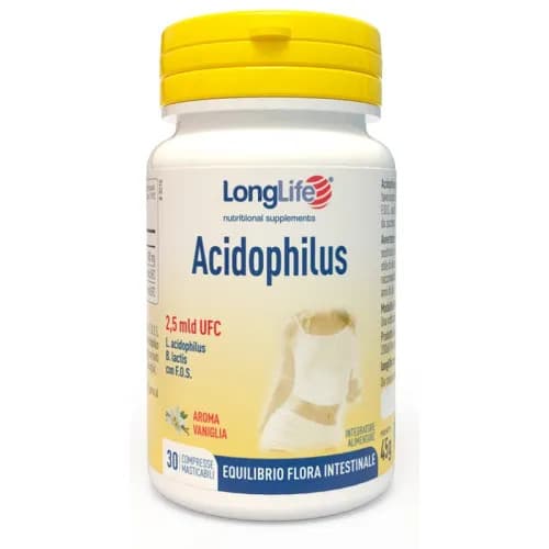 Acidophilus 30 Compresse Masticabili Integratore equilibrio flora intestinale - Longlife