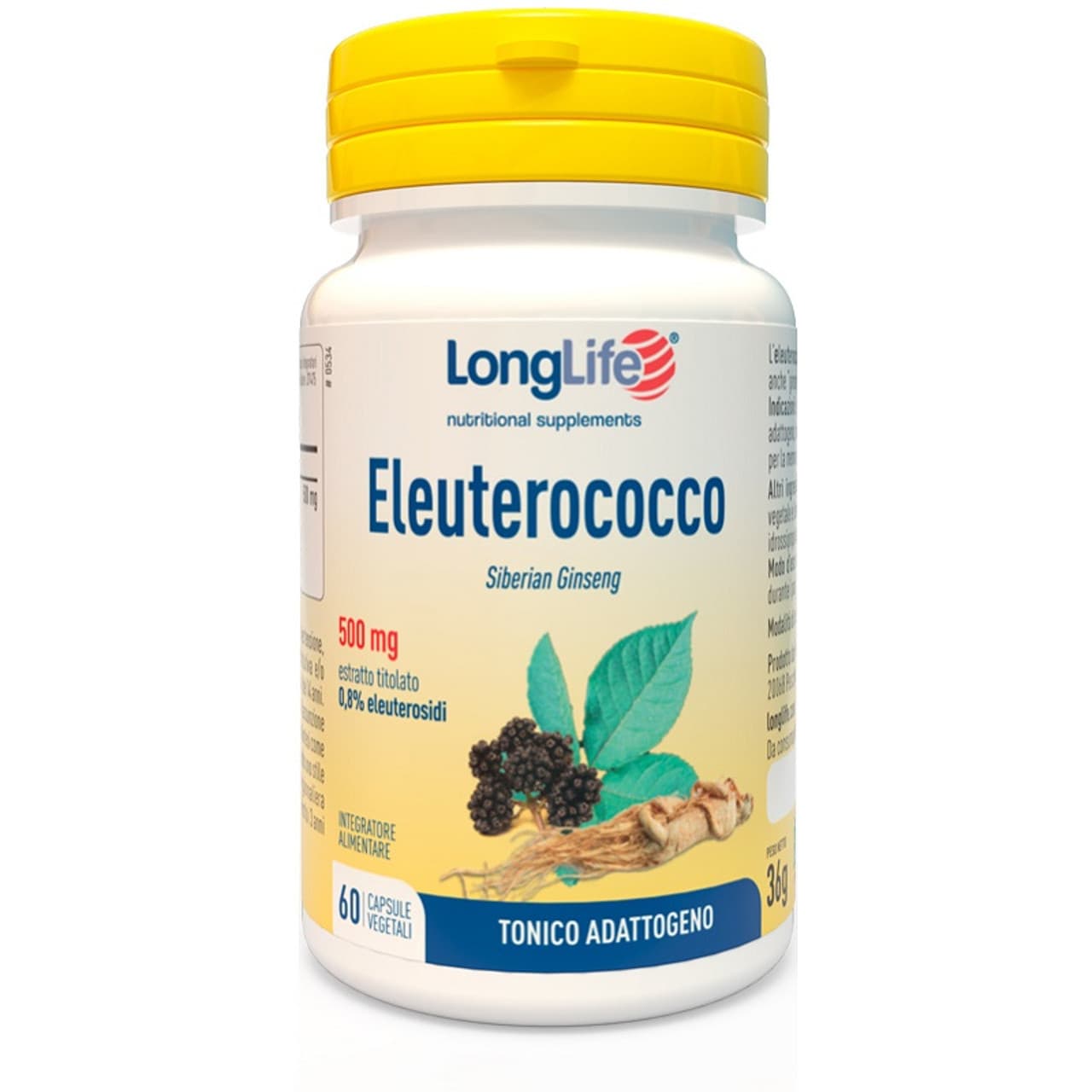 Eleuterococco 0,8% Integratore Tonico Adattogeno, 60 Capsule - LongLife
