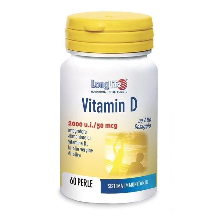 Longlife Vitamina D3 2000 UI Integratore per Sistema Immunitario, 60 Perle - Longlife