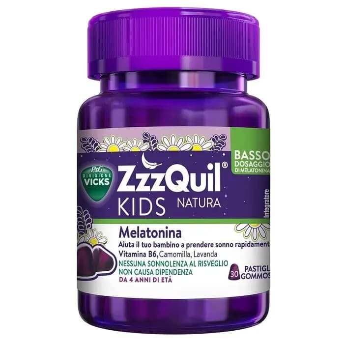 ZzzQuil Kids Natura Integratore per Sonno Bambini 30 Pastiglie Gommose - Vicks