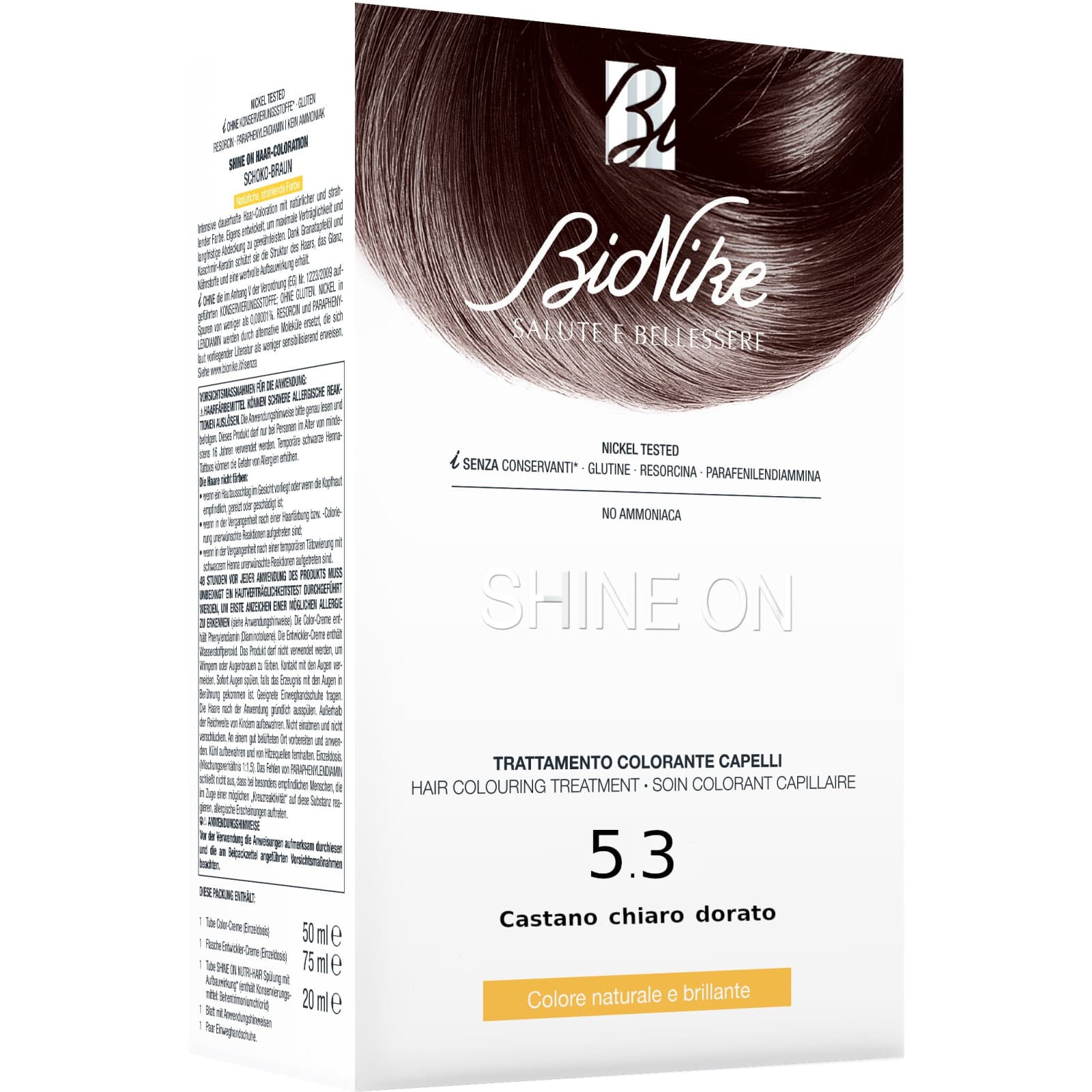 Shine On Tinta Capelli 5.3 Castano Chiaro Dorato Kit - Bionike