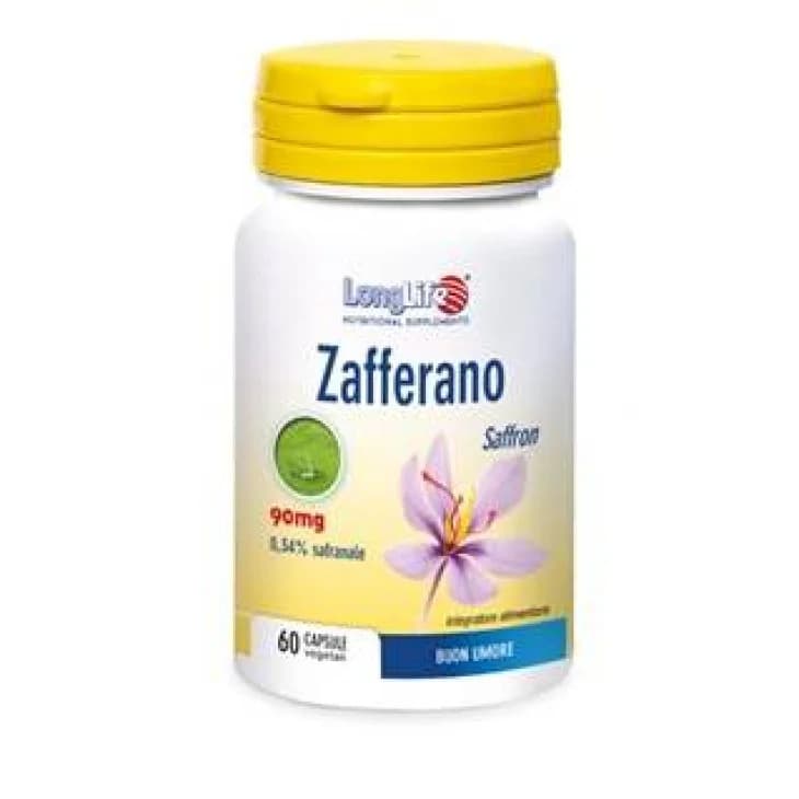 Zafferano 90mg Integratore per Tono dell'Umore e Digestione 60 Capsule - Longlife