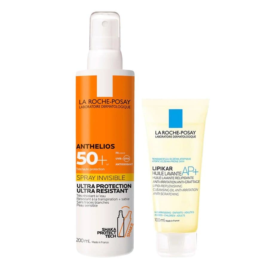 Anthelios Spray Invisibile Solare SPF50+ 200ml con Lipikar Olio Lavante 100ml Pelle Sensibile - La Roche-Posay