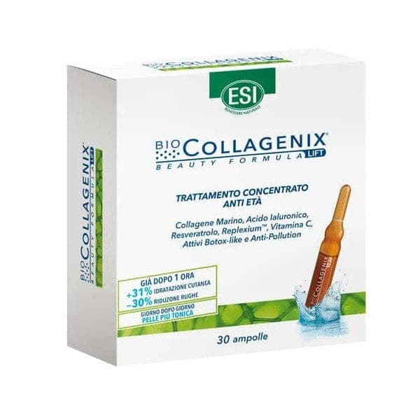 Biocollagenix Trattamento Concentrato Anti Età con Collagene Marino Acido Ialuronico e Vitamina C 30 Ampolle - ESI