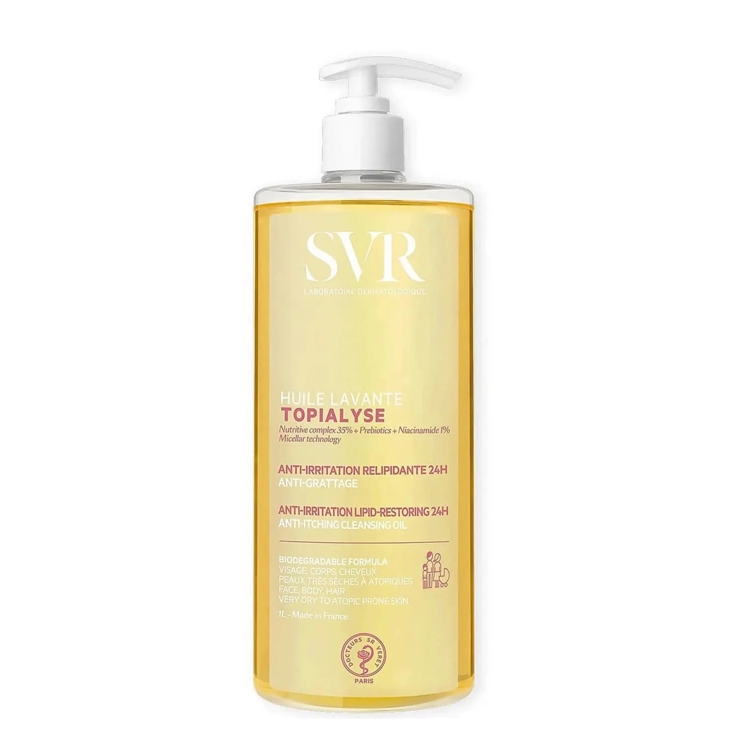 Topialyse Olio Lavante Detergente Relipidante Anti-Prurito Pelli Sensibili da Secche a Molto Secche 1000ml - SVR