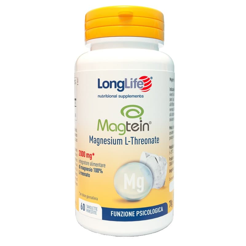 Magtein Integratore Magnesio L-Treonato per Funzione Cognitiva e Sonno 60 Tavolette - LongLife