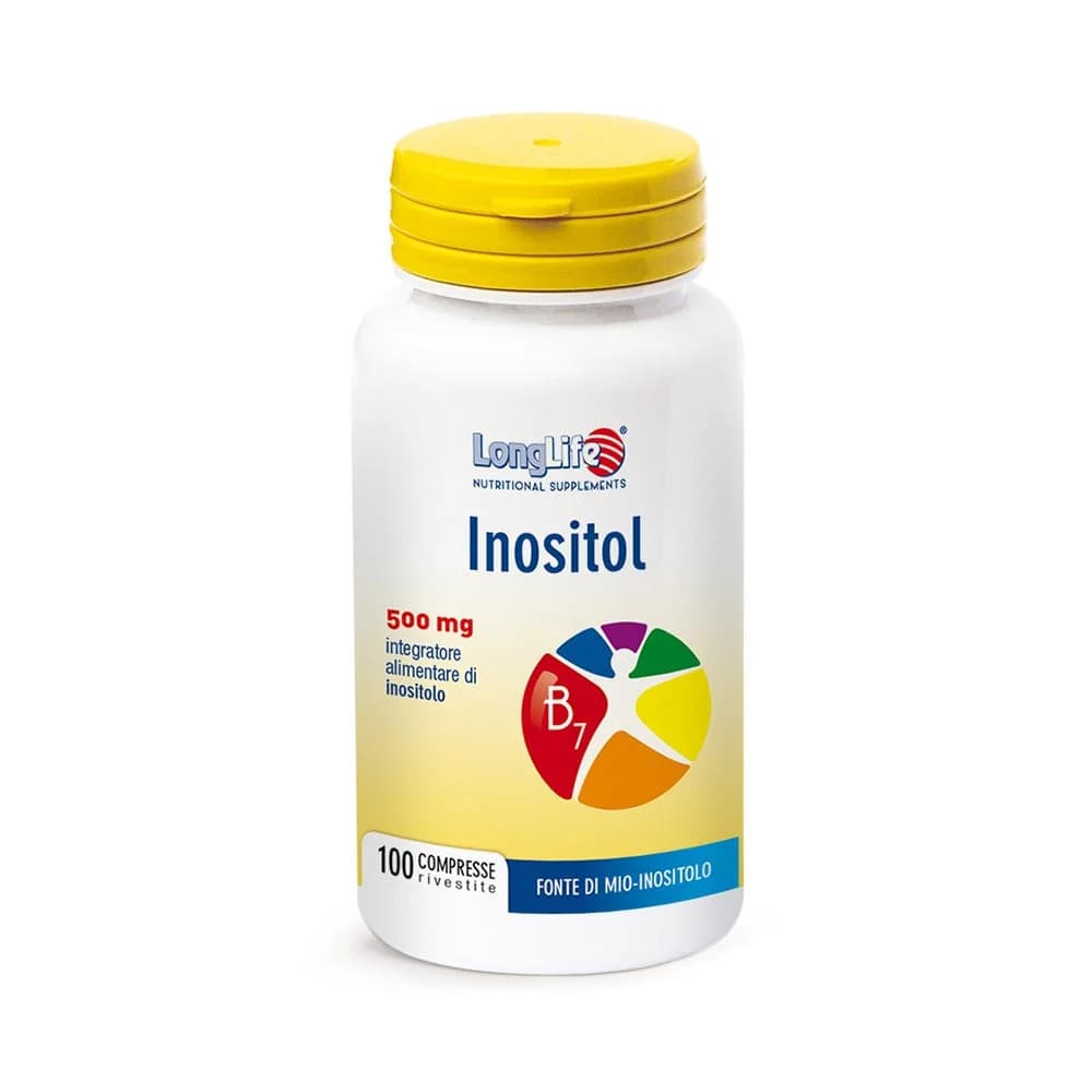 LongLife Inositol Integratore Mio-Inositolo 500mg Metabolismo Lipidi Senza Glutine Vegan 100 Compresse - LongLife
