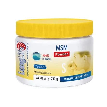 MSM Powder Integratore in Polvere per Pelle Capelli e Unghie con OptiMSM 250g - LongLife