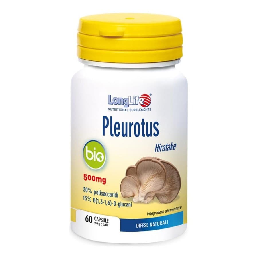 Pleurotus BIO Integratore Difese Immunitarie e Benessere Cardiovascolare con Beta-Glucani 60 Capsule - LongLife