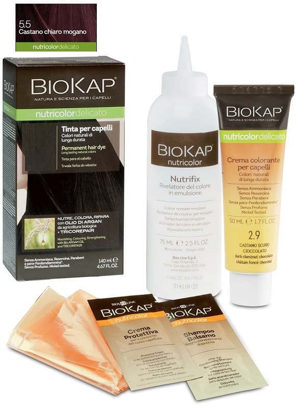 Biokap Nutricolor Tinta Delicata 5.5 Castano Chiaro Mogano 50+75ml - Bios Line