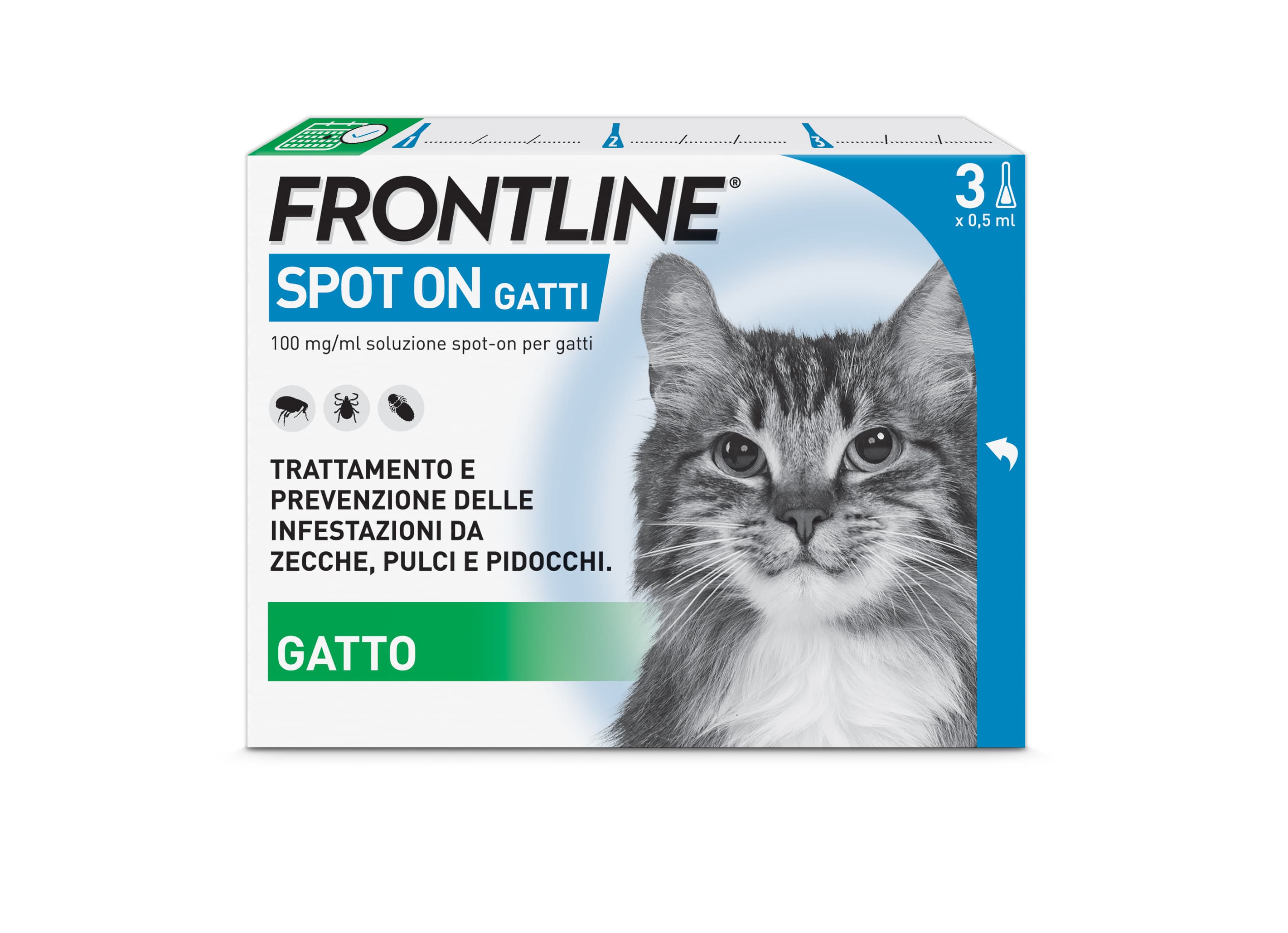 Frontline Spot On Gatti - Pipette antiparassitarie Contro Zecche, Pulci e Pidocchi - 3 pipette