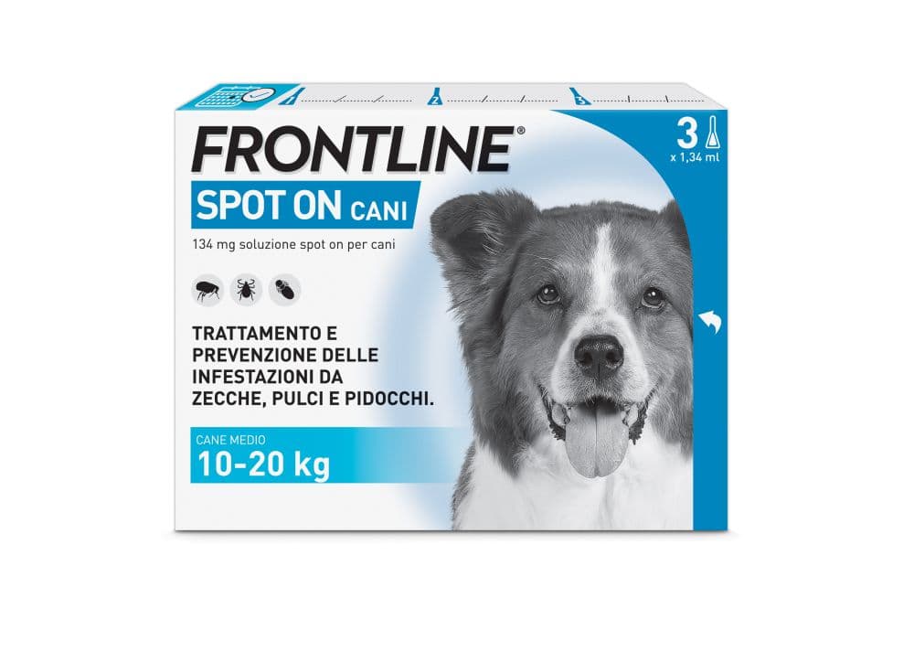 Frontline Spot On Cani da 10 a 20 kg - Pipette antiparassitarie per cani medi Contro Pulci, Zecche E Pidocchi - 3 pipette
