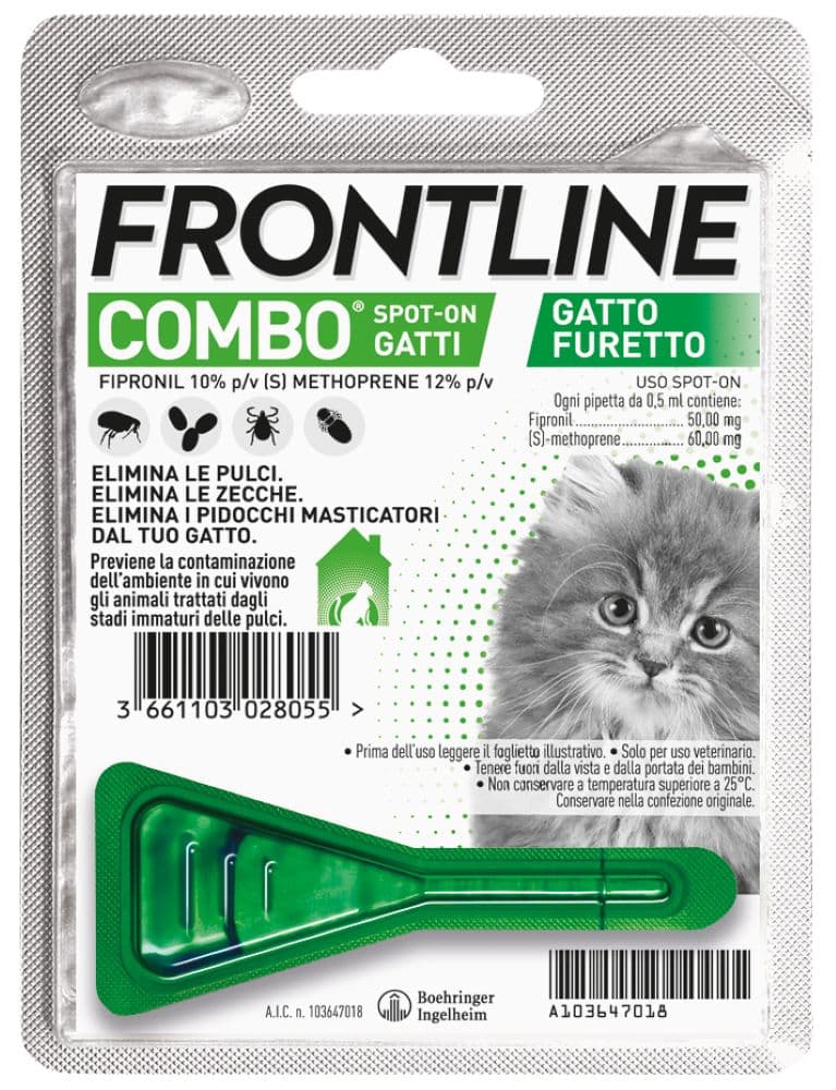 Frontline Combo Gatti - Pipette antiparassitarie Contro Pulci, Zecche E Pidocchi - 1 pipetta