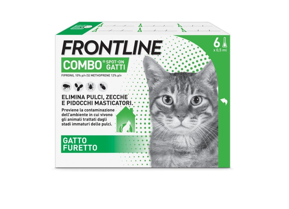 Frontline Combo Gatti - Pipette antiparassitarie Contro Pulci, Zecche E Pidocchi - 6 pipette