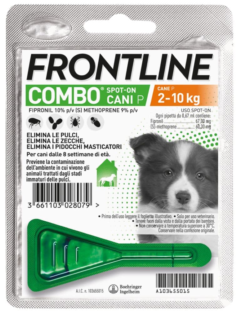 Frontline Combo Cani da 2 a 10 Kg - Pipette antiparassitarie Contro Pulci, Zecche E Pidocchi - 1 Pipetta monodose
