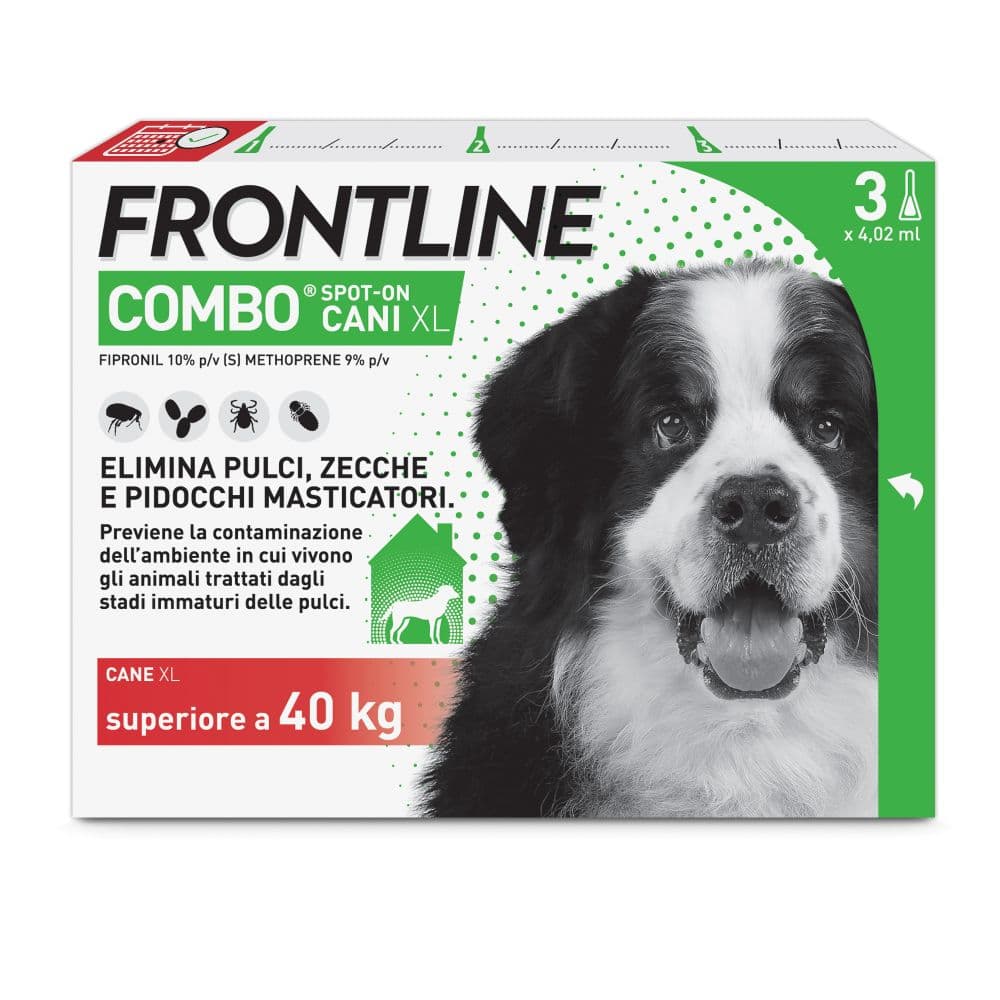 Frontline Combo Cani oltre 40 Kg - Pipette antiparassitarie Contro Pulci, Zecche E Pidocchi - 3 Pipette monodose
