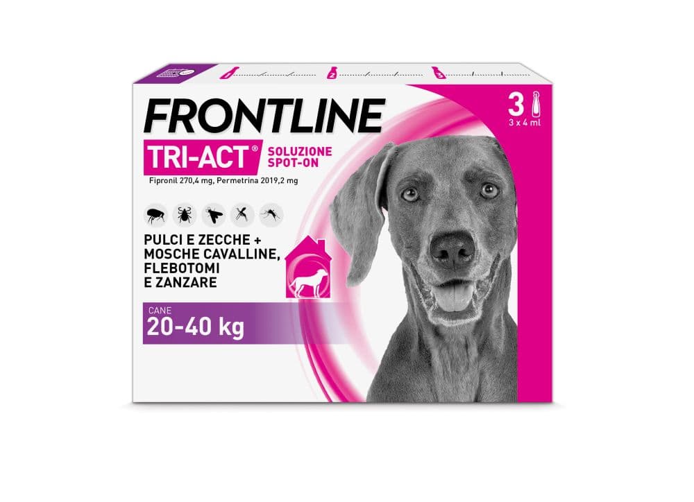 Frontline Tri-Act Cani da 20 a 40 kg - Pipette antiparassitarie Contro Parassiti Esterni E Insetti Volanti - 3 pipette monodose