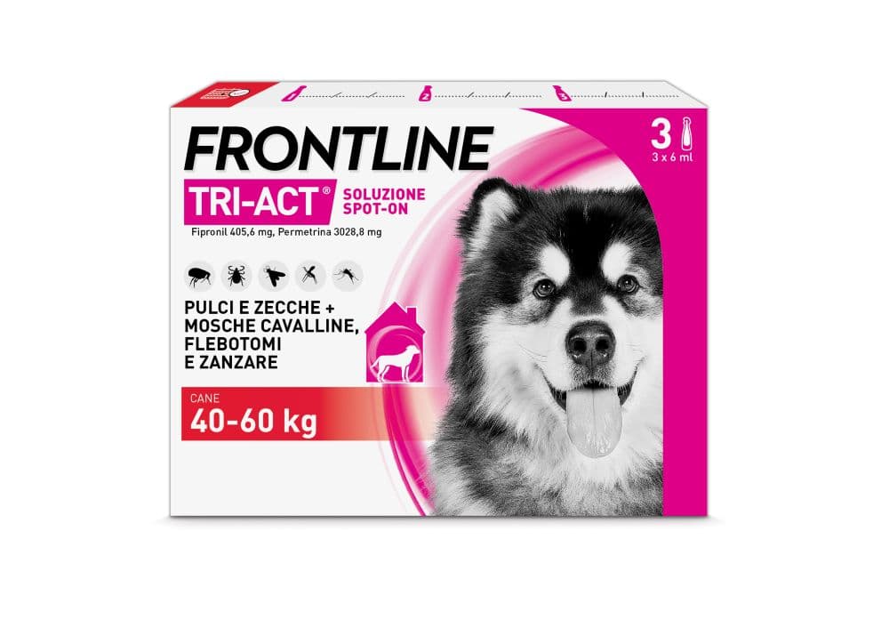 Frontline Tri-Act per Cani da 40 a 60 Kg - Pipette antiparassitarie Contro Parassiti Esterni E Insetti Volanti - 3 pipette monodose