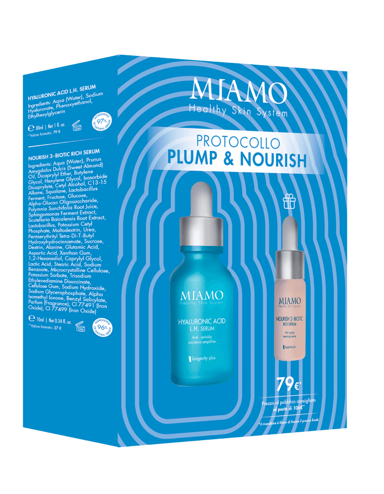 Miamo Protocollo Plump & Nourish - Miamo Hyaluronic Acid L.H. Serum 30 ml + Nourish 3-Biotic Rich Serum 10 ml - Edizione limitata 2025