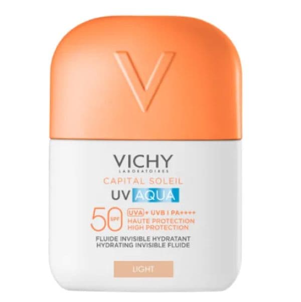 Vichy Capital Soleil Uv Aqua Fluido Idratante Colorato SPF50 - Protezione solare molto alta per il viso - Tonalità chiara - 50 ml