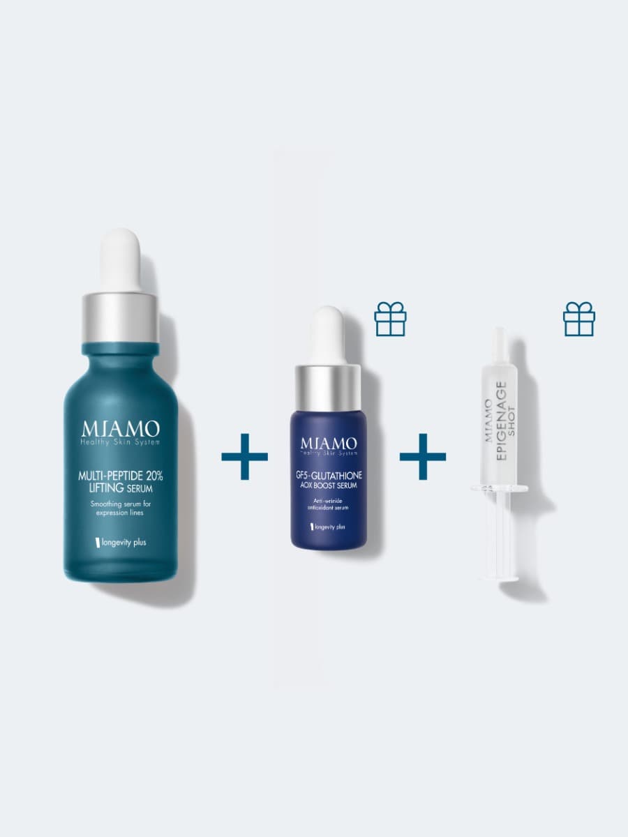 Miamo Protocollo Lift&Aox - Multi peptide 30 ml + Glutathione GF5 10 ml + Epigenage shot 1 ml - Ideale per rughe d'espressione e colorito spento