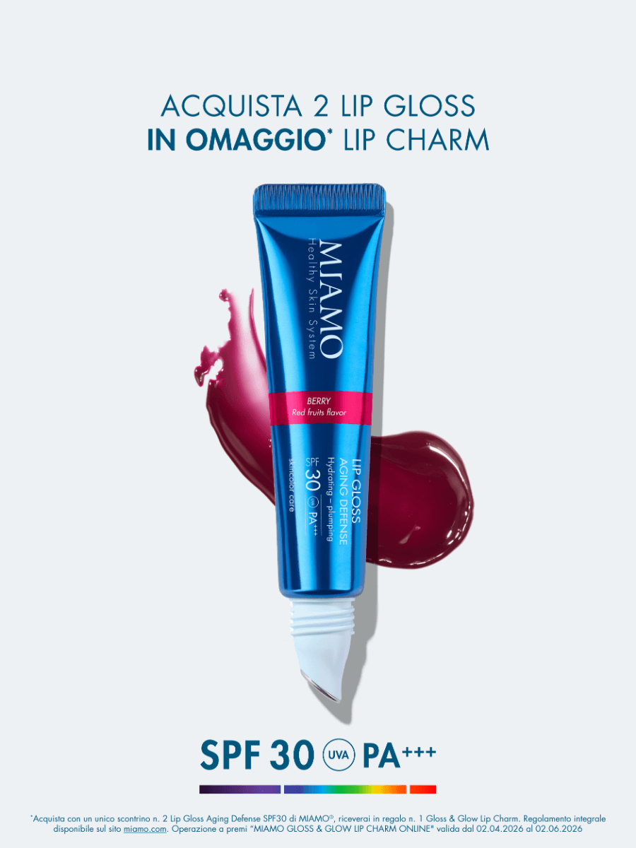 Miamo Lip Gloss Aging Defense SPF30 - Nuance Berry - Gloss idratante e volumizzante labbra - 15 ml