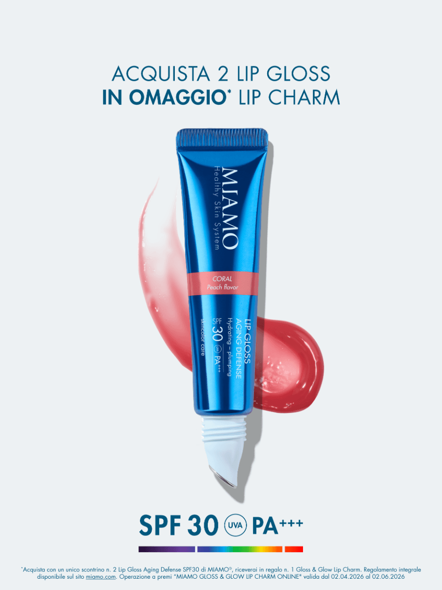 Miamo Lip Gloss Aging Defense SPF30 - Nuance Coral - Gloss idratante e volumizzante labbra - 15 ml