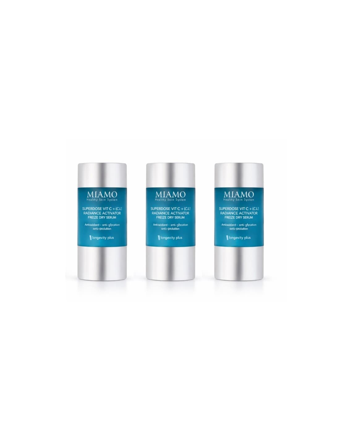 Miamo Superdose Vit C+[C,L] Radiance Activator Freeze Dry Serum - Siero viso alla Vitamina C antiossidante - 3 pezzi trattamento 30 giorni