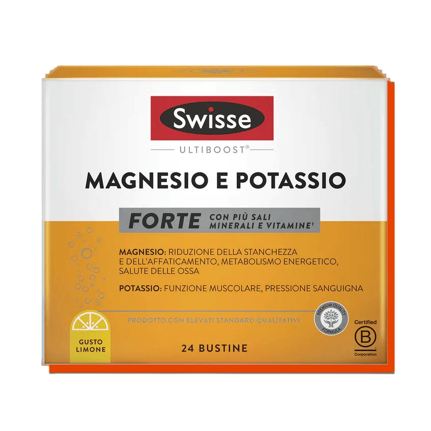 Swisse Magnesio e Potassio Forte - Integratore alimentare con vitamine e sali minerali - 24 buste