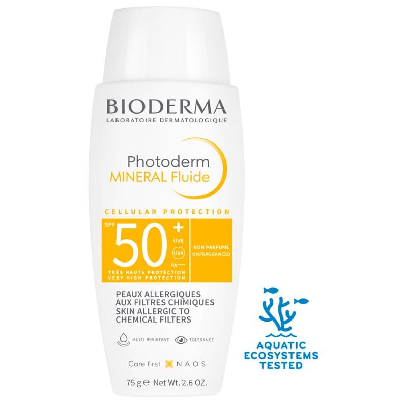 Bioderma Photoderm Mineral Fluide SPF50+ - Protezione viso per pelle sensibile e allergica - 75 ml